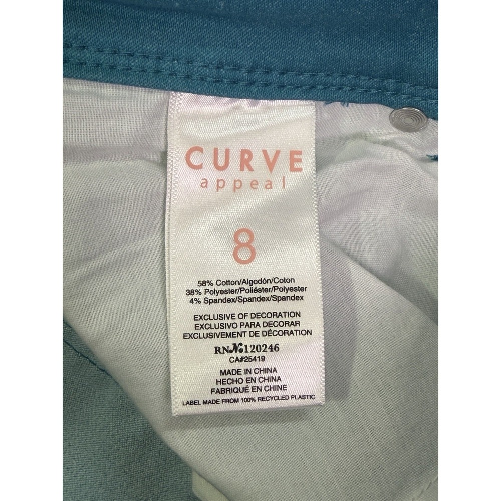 Curve Appeal Jeans Womens 8 Blue Teal High Rise Minimalist Jegging Stretch - Picture 8 of 9